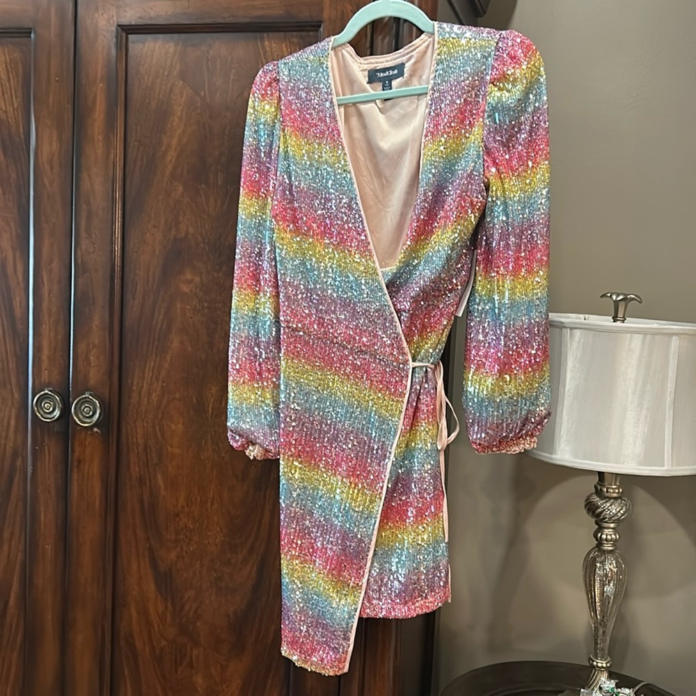 ModCloth pastel sequin wrap dress NWT
